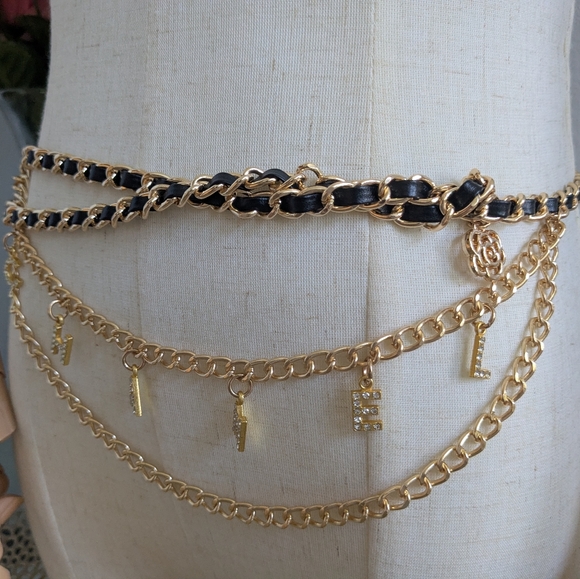 Chanel Gold and Black Chain Belt - Picture 1 of 7